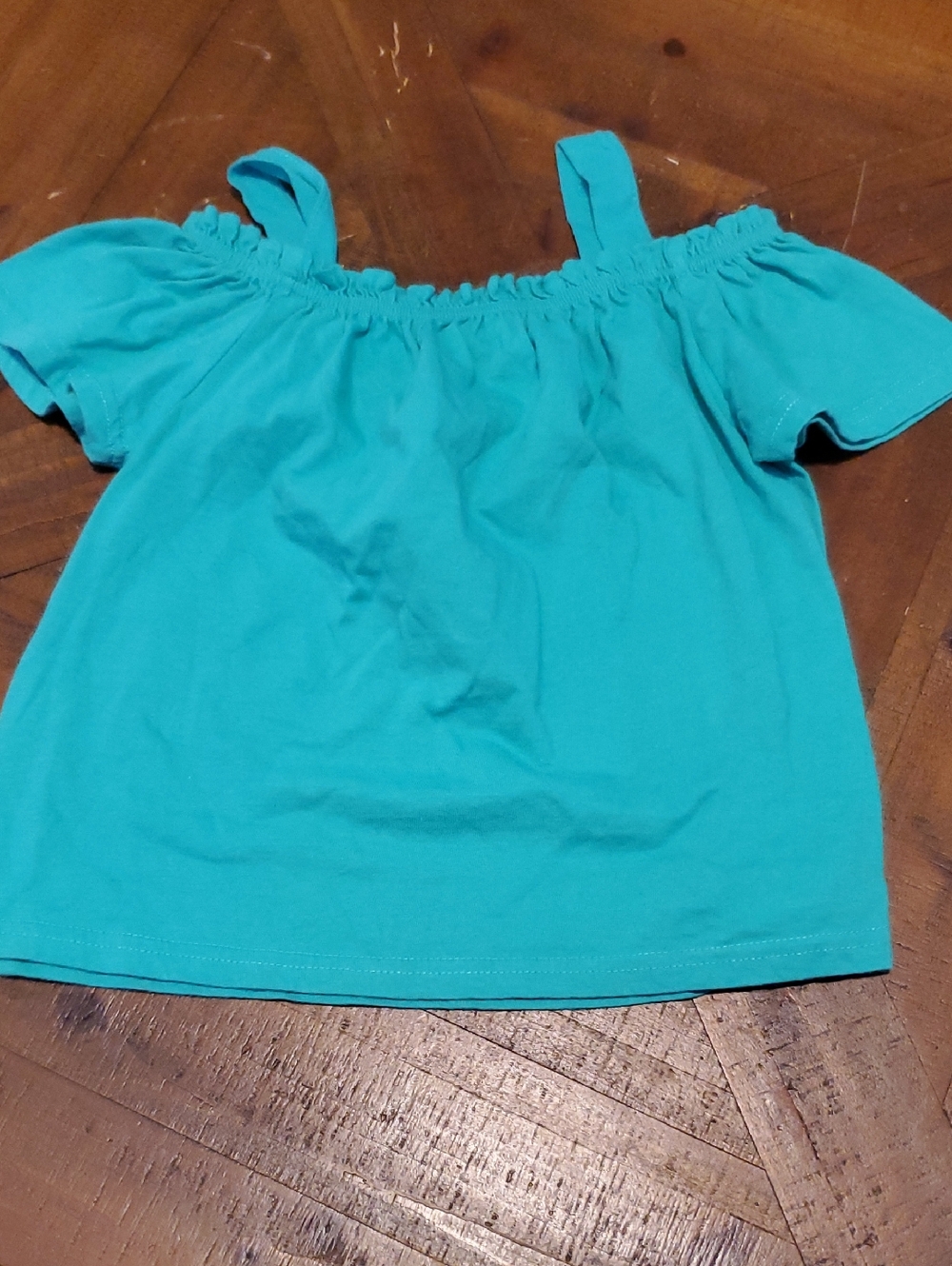 Girls' Turquoise Off-Shoulder Strap Top - Bright Aqua